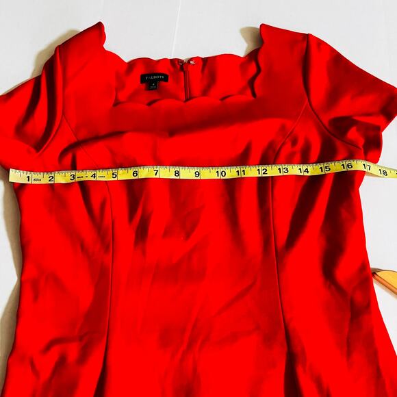 Talbots Red Scallop Hem Short Sleeve Dress Size 4 - Picture 6 of 7